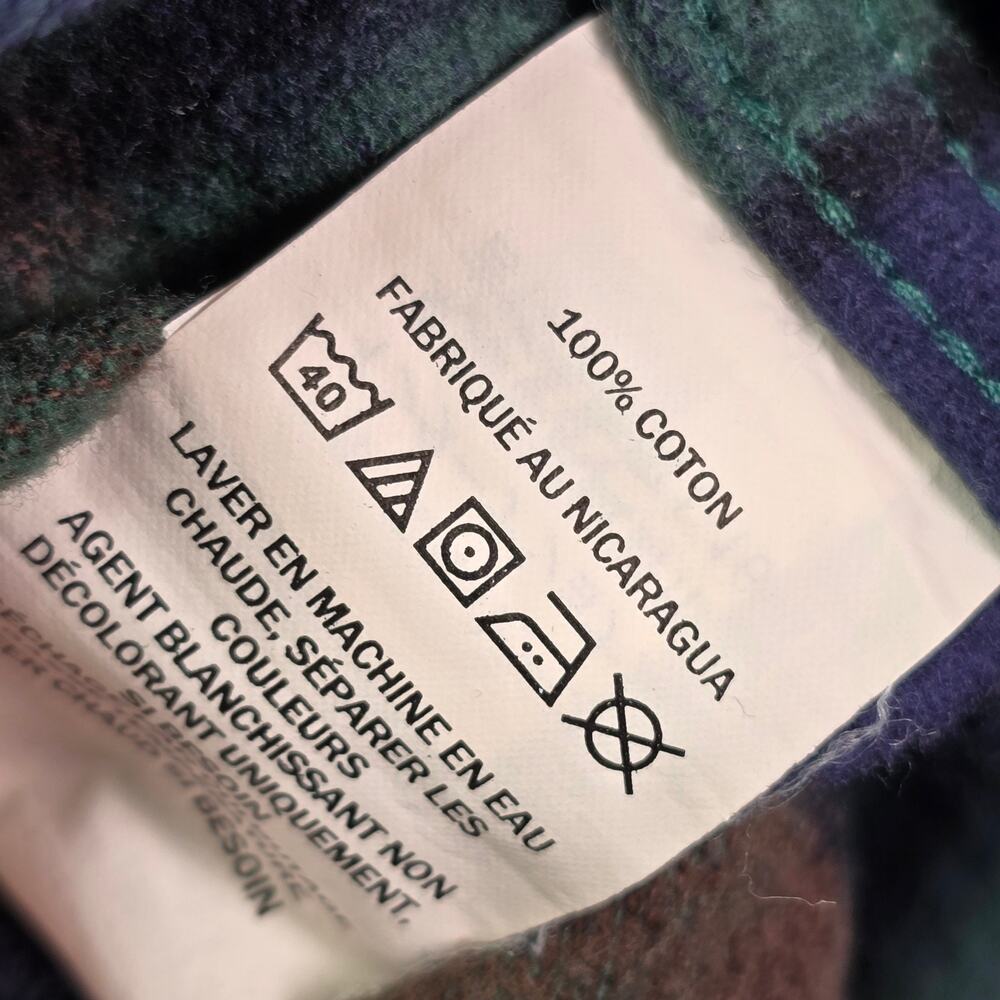 LL Bean Shirt Mens XL Green Blue Flannel Cotton Long Sleeve Button Down Workwear - Picture 4 of 6